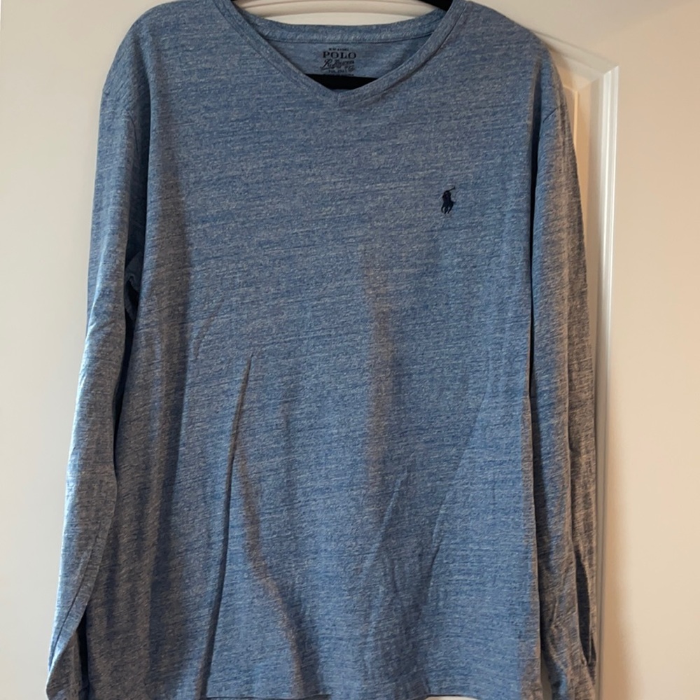 Polo heatherd  blue long sleeve tshirt